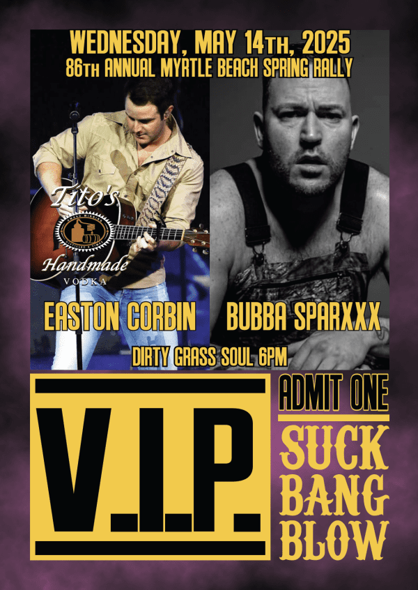 Spring Rally 2025 Tito's VIP Pass - Wednesday, 5/14 - Easton Corbin & Bubba Sparxxx